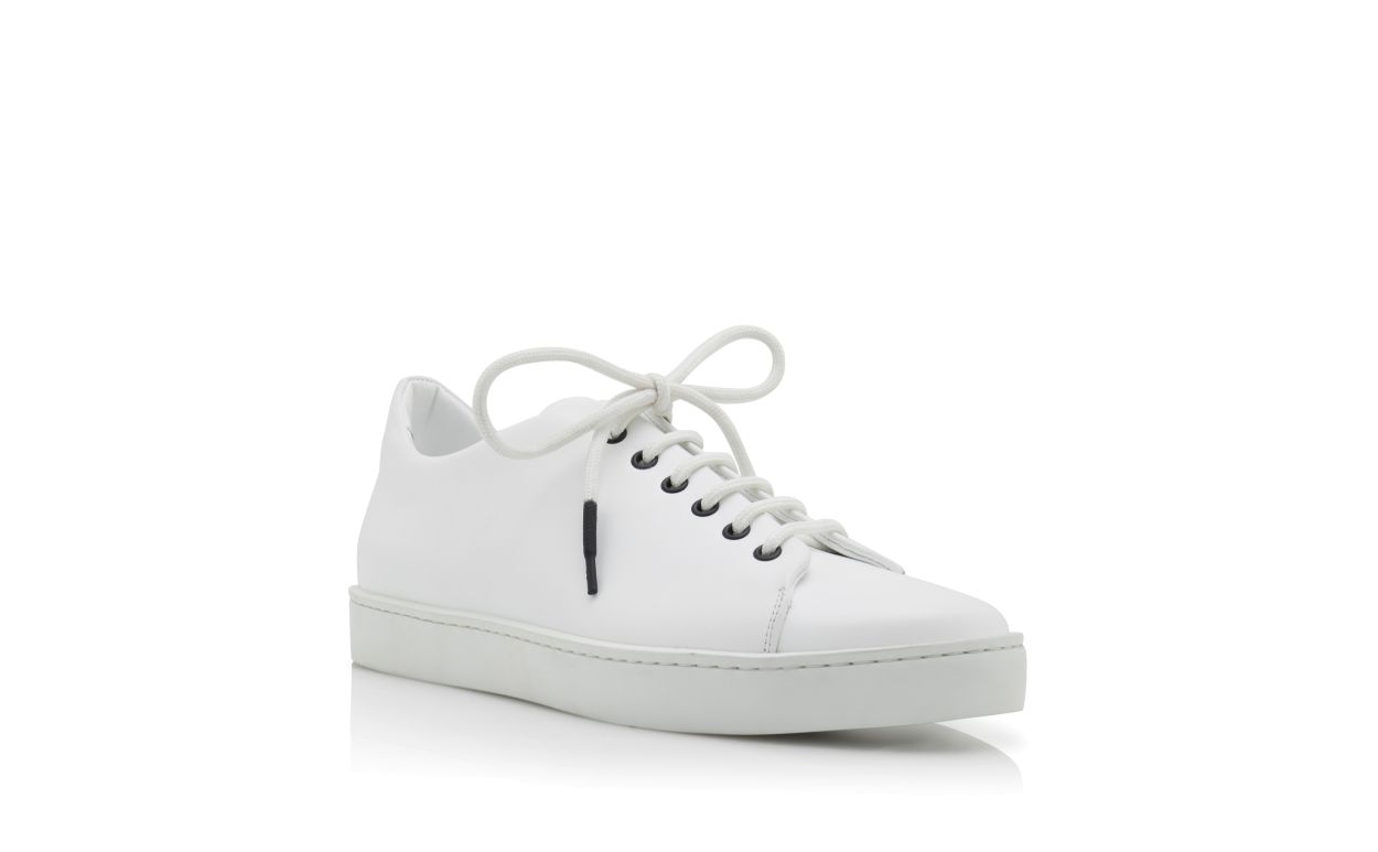 Designer White Calf Leather Low Cut Sneakers - Image Upsell