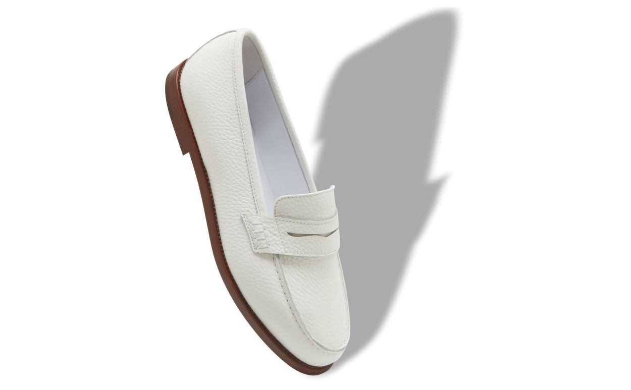 | White Calf Leather Penny Loafers | Manolo Blahnik