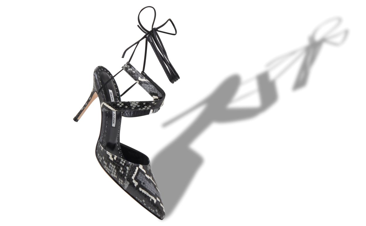 Black and white snakeskin pumps cheap