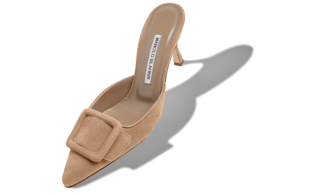 Designer Beige Suede Kitten Heel Mules - Image small_image