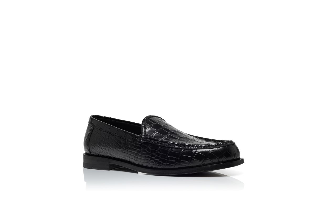 Designer Black Calf Leather Loafers - Image Upsell