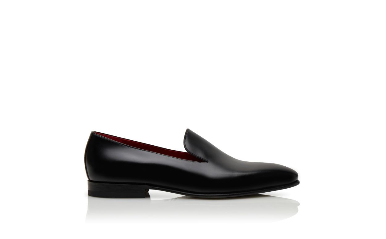 Designer Black Calf Leather Loafers - Image thumbnail
