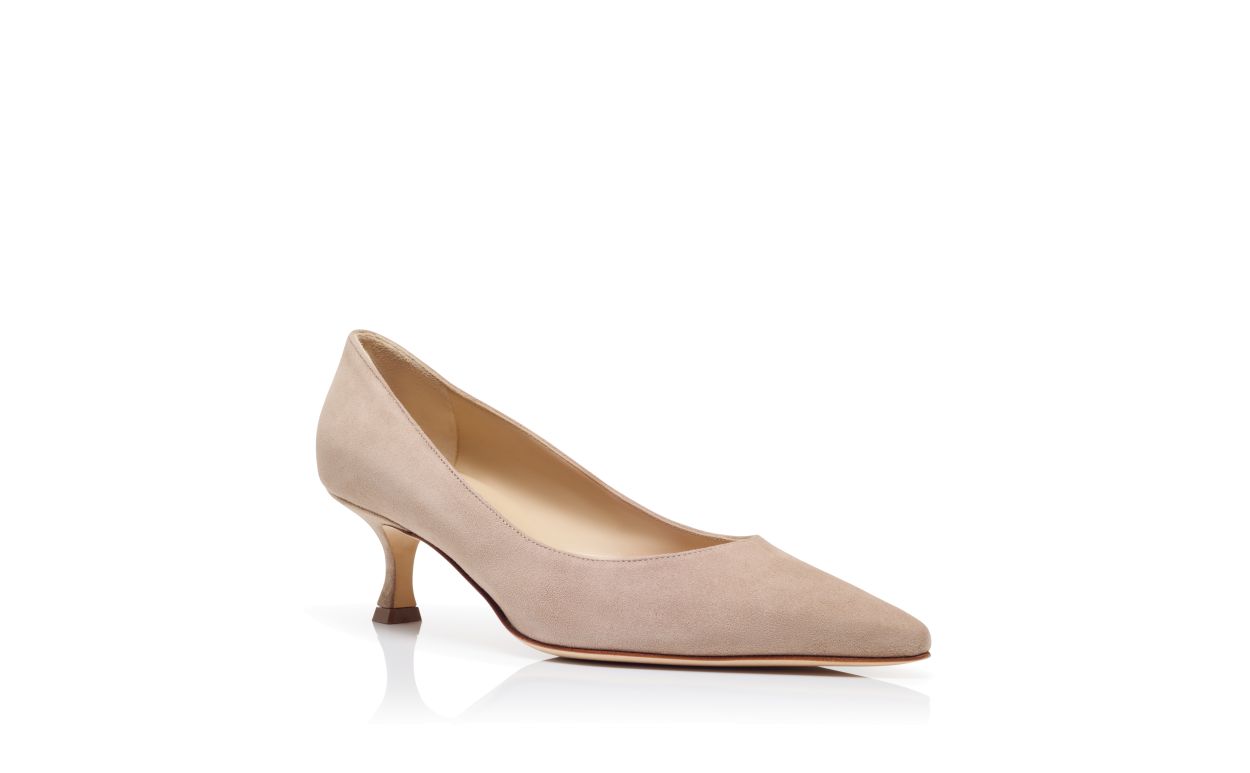 Designer Beige Suede Pointed Toe Pumps - Image Upsell View