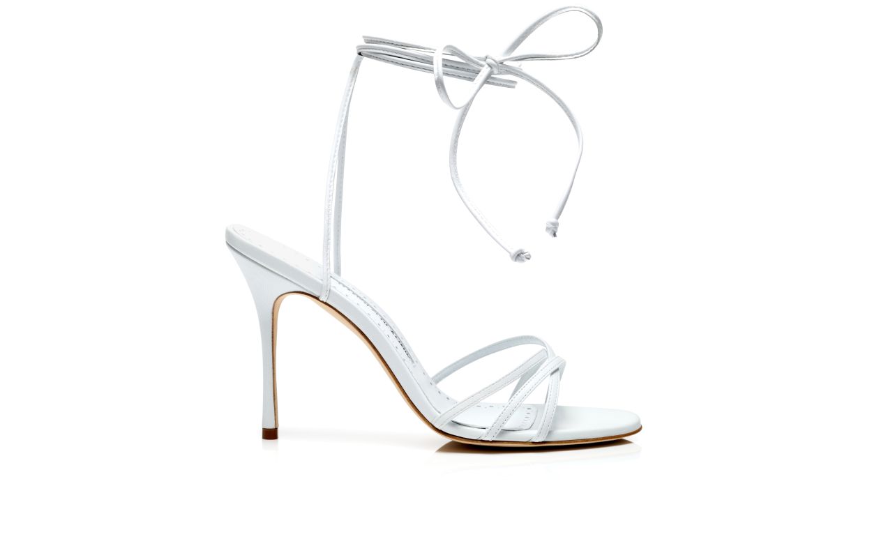 Designer White Nappa Leather Sandals - Image Side View