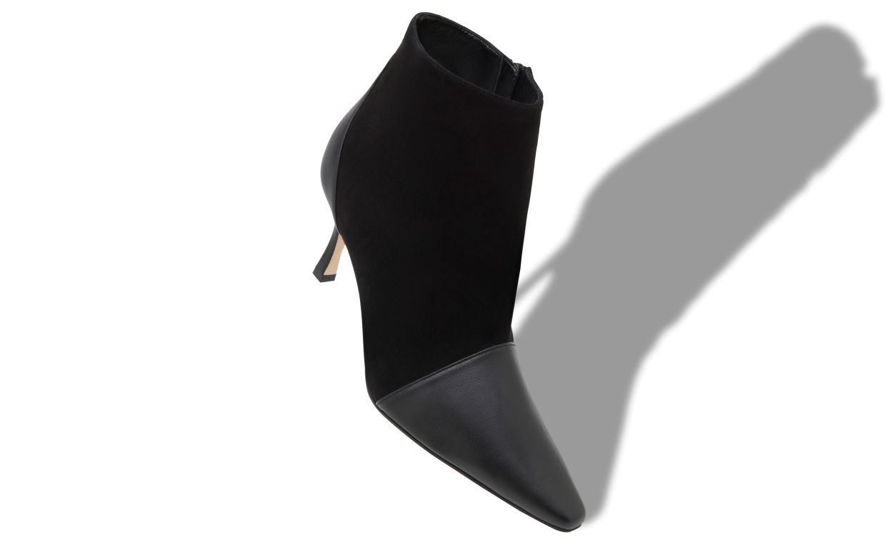Designer Black Suede Pointed Toe Ankle Boots - Image small_image