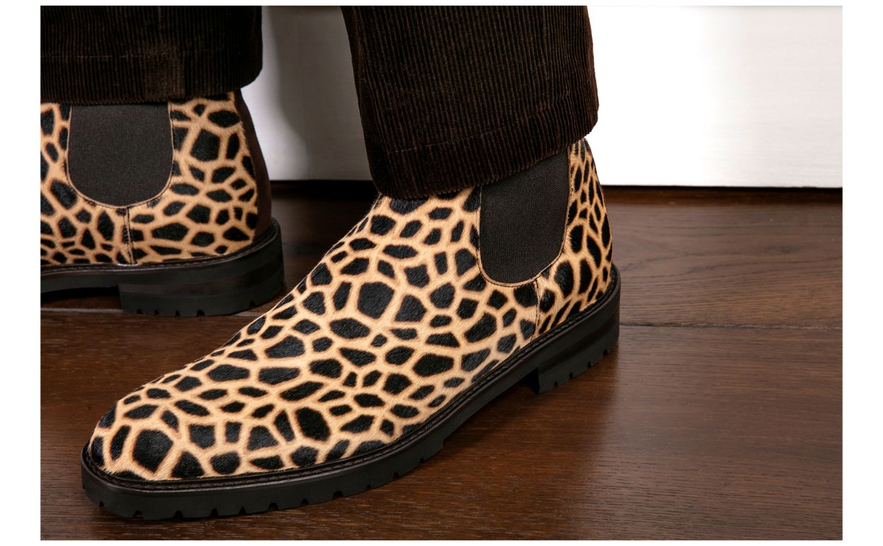 Designer Brown Calf Hair Animal Print Ankle Boots  - Image 