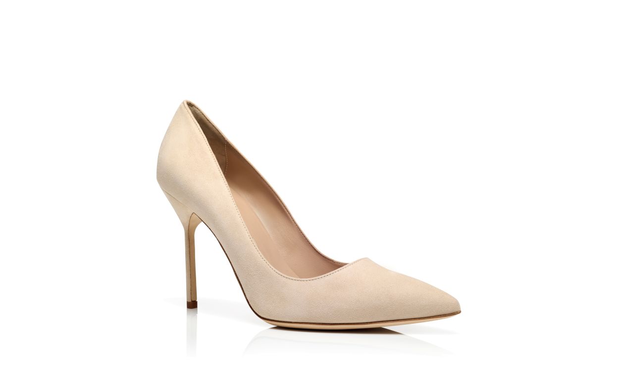 BB | Beige Suede Pointed Toe Pumps | Manolo Blahnik