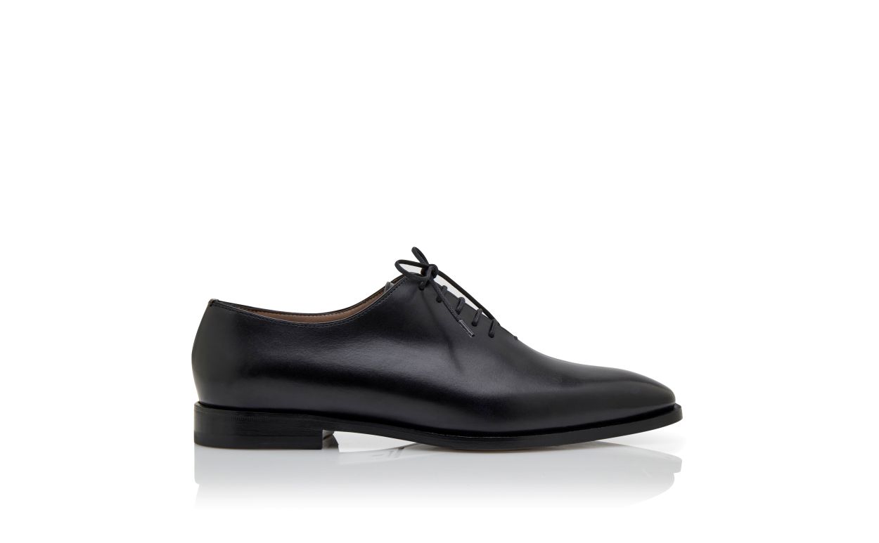 Designer Black Calf Leather Lace Up Shoes - Image thumbnail