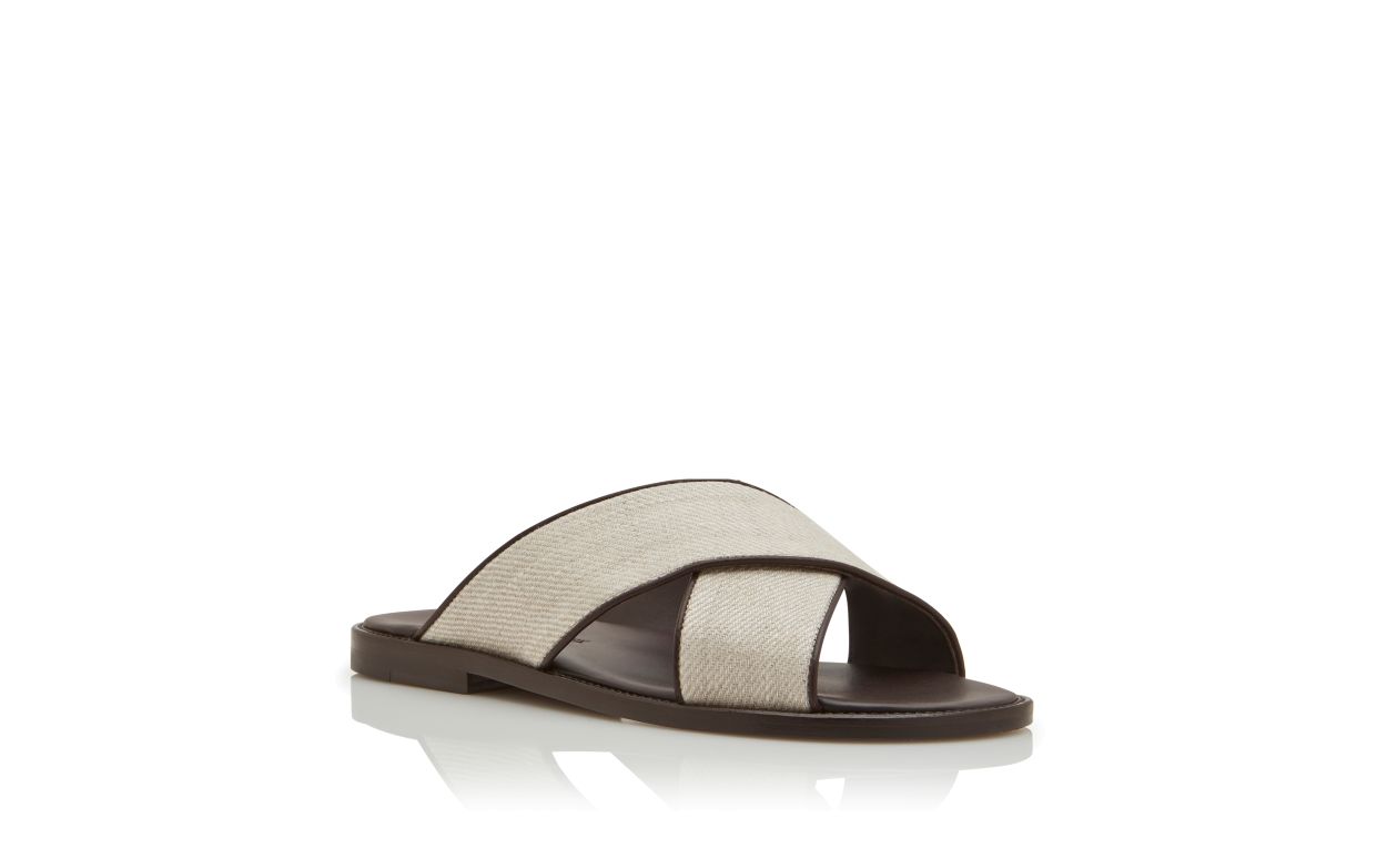 Designer Cream Linen Sandals - Image Upsell