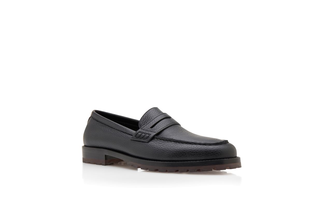 RANDY | Black Calf Leather Penny Loafers | Manolo Blahnik