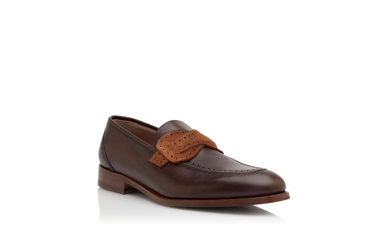 Designer Brown Calf Leather Loafers - Image Upsell
