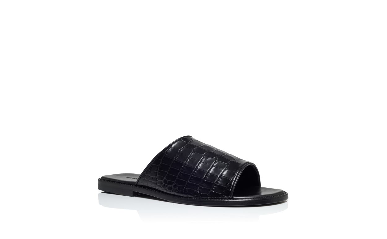 Designer Black Calf Leather Sandals - Image Upsell