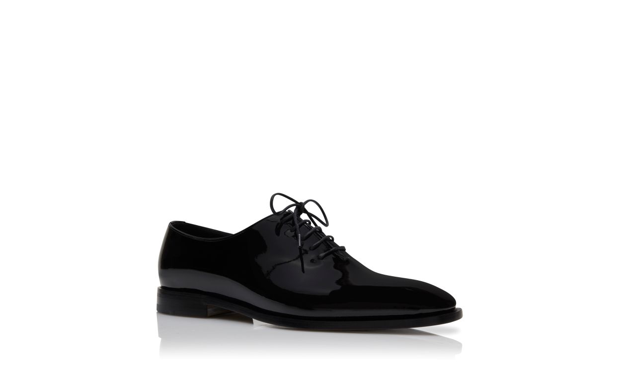 Designer Black Patent Leather Lace-Up Shoes - Image Upsell