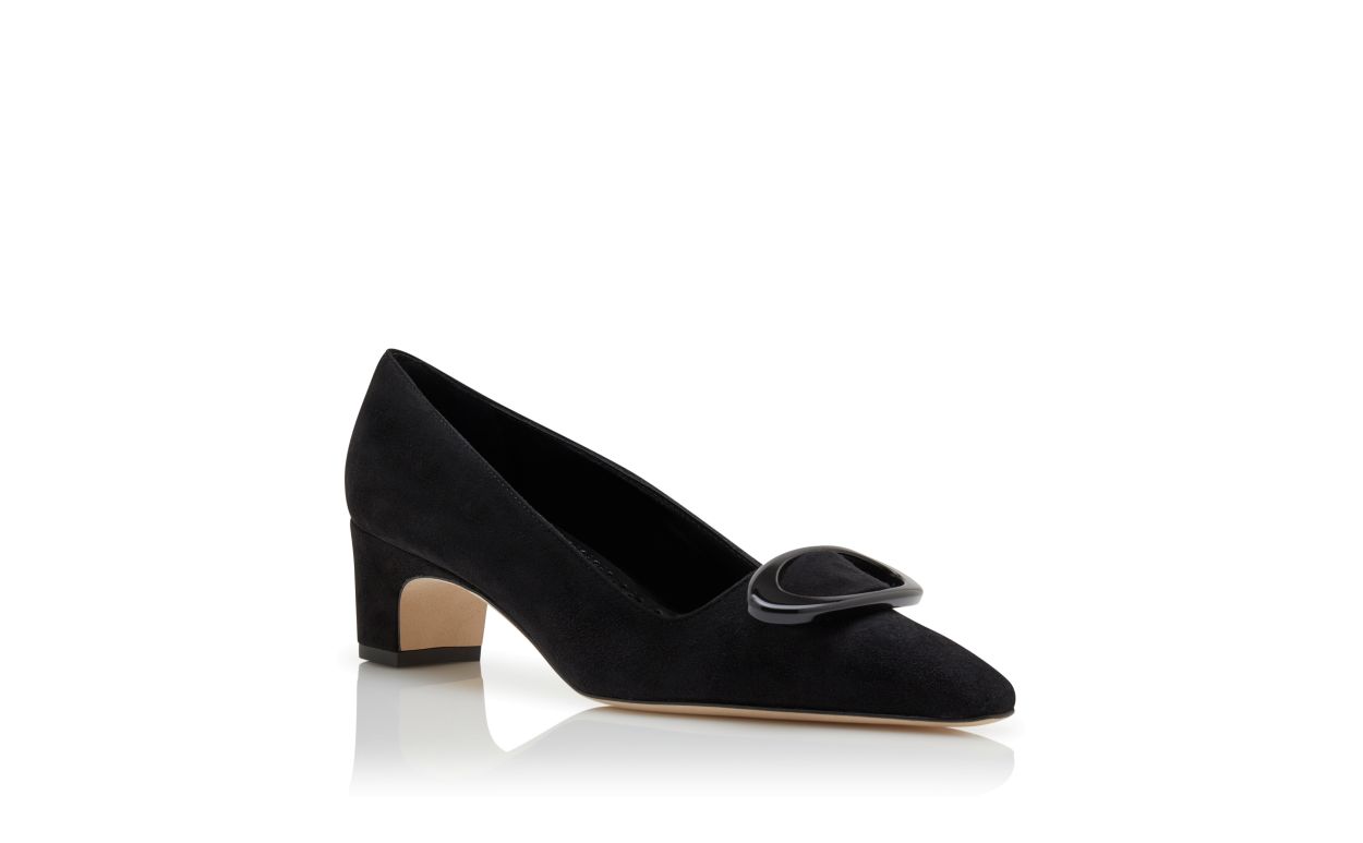 Designer Black Suede Pointed Toe Pumps - Image Upsell