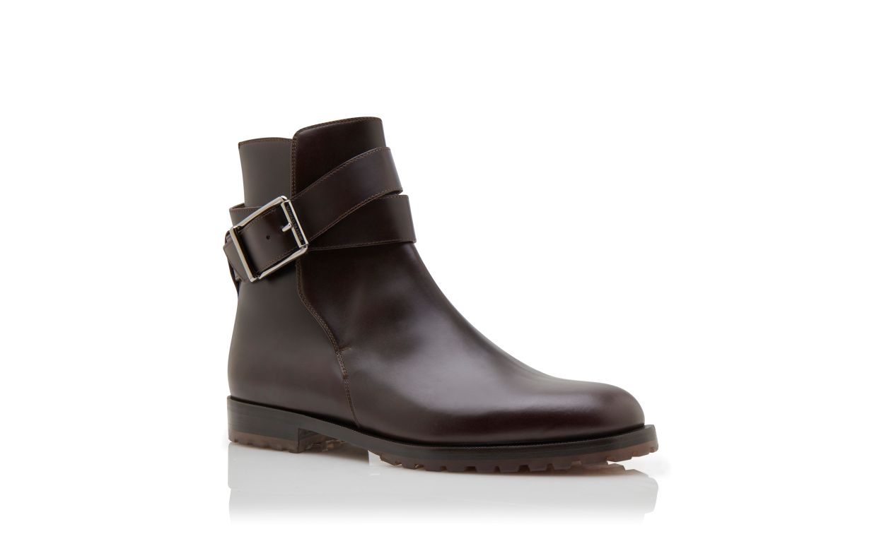 Designer Dark Brown Calf Leather Ankle Boots - Image Upsell