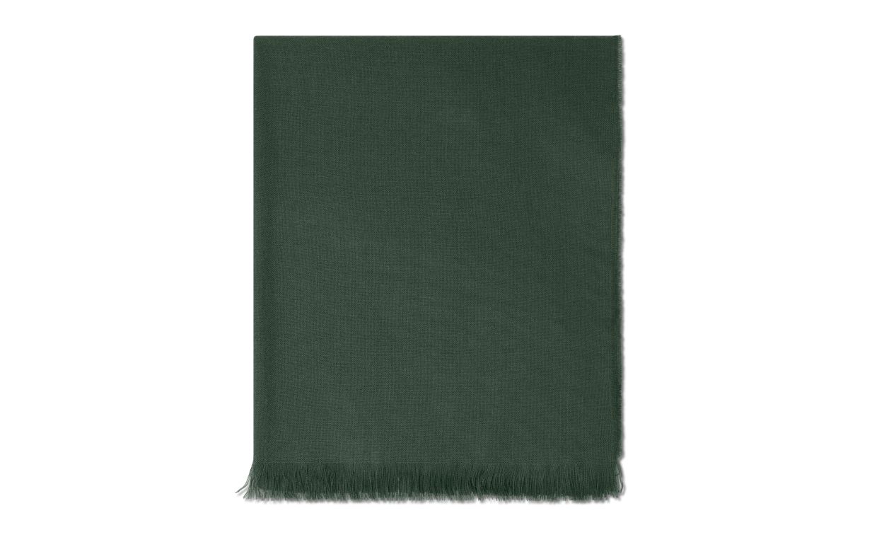 Designer Dark Green Fine Cashmere Scarf - Image thumbnail