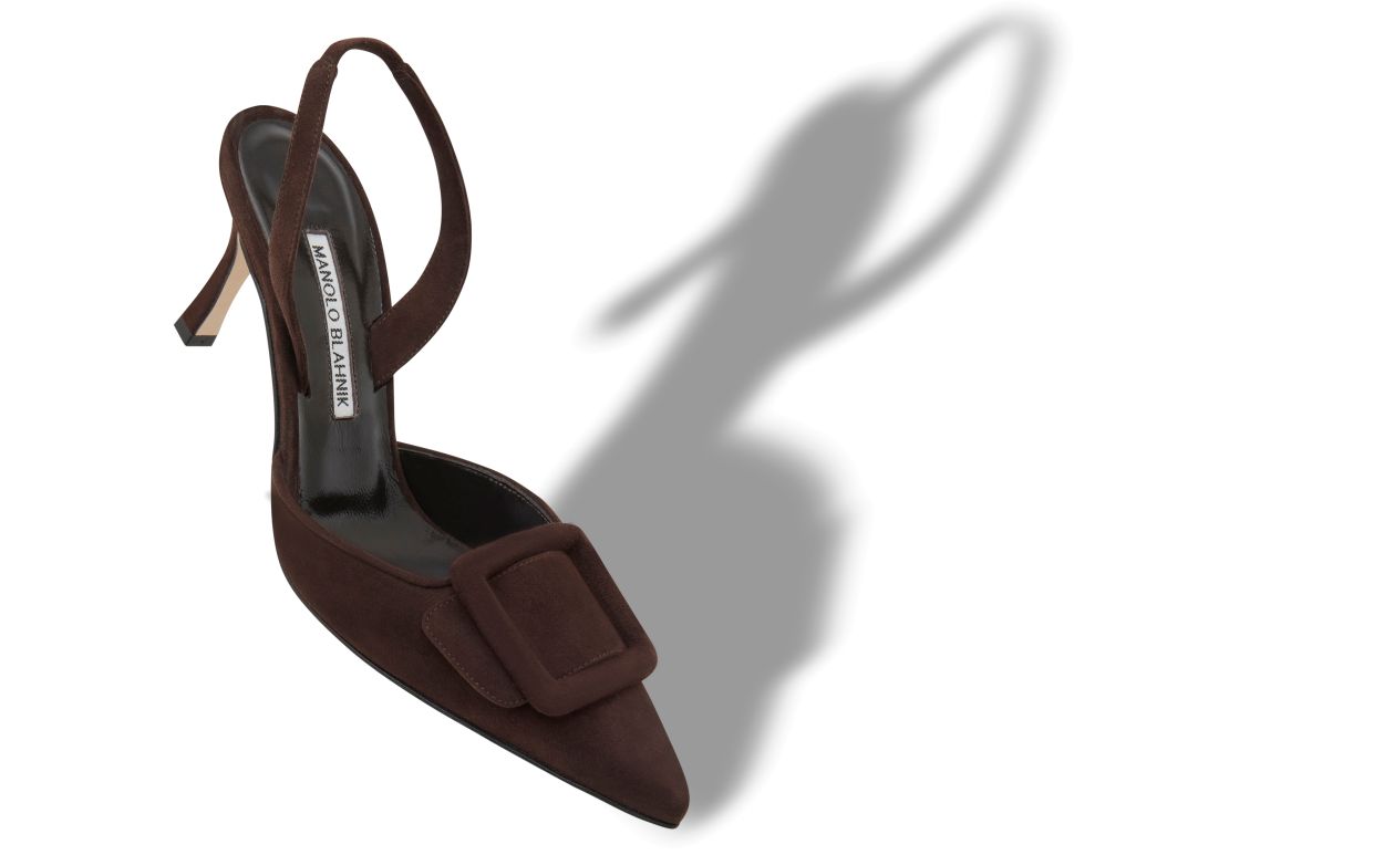 Designer Brown Suede Slingback Mules - Image Main