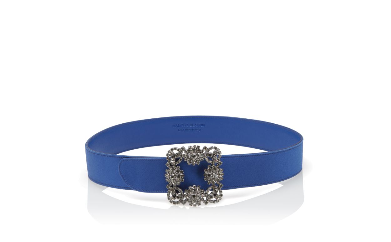 Designer Blue Satin Crystal Buckled Belt - Image Upsell