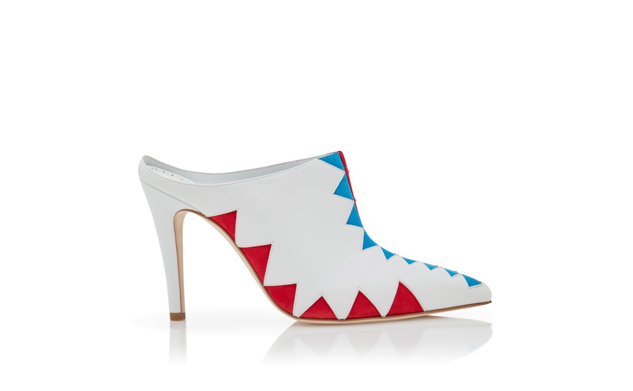 Designer White Nappa Leather Zig Zag Mules - Image thumbnail