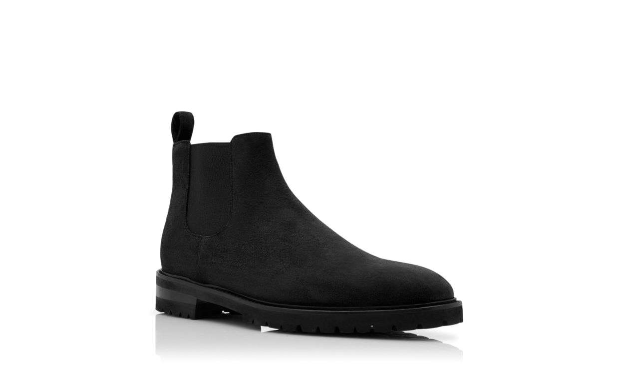 Designer Black Calf Suede Chelsea Boots - Image Upsell