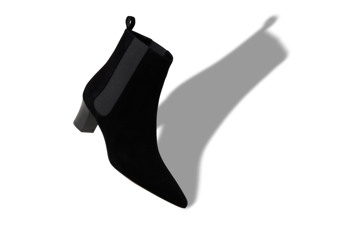 Designer Black Suede Ankle Boots - Image Main