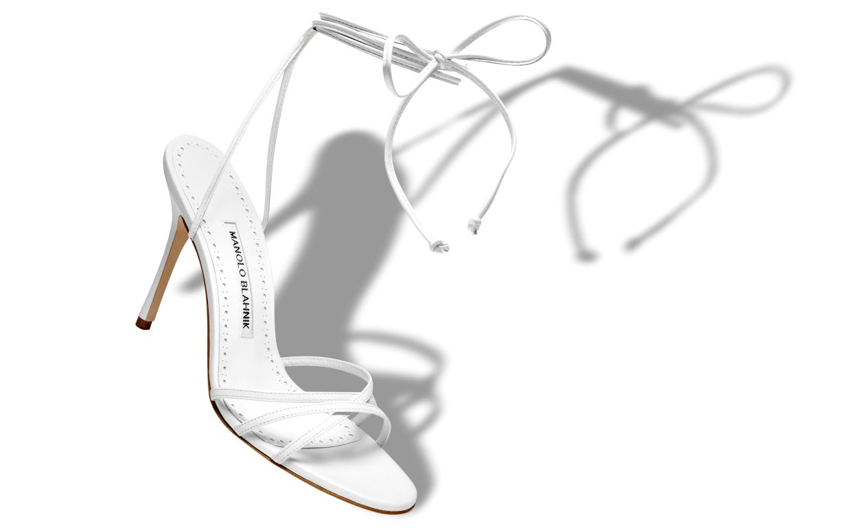 Designer White Nappa Leather Sandals - Image Main