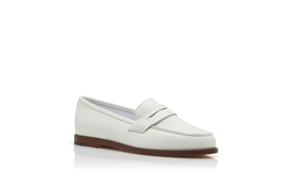 PERRITA | White Calf Leather Penny Loafers | Manolo Blahnik