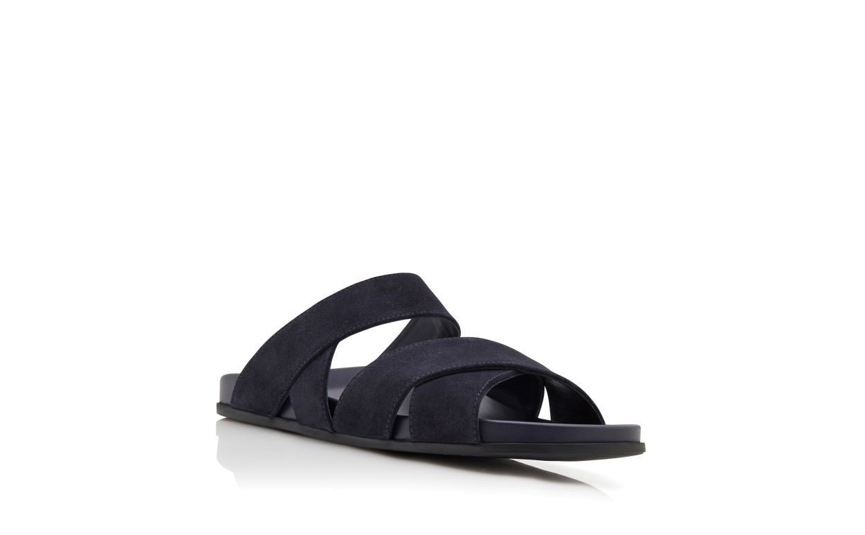 Designer Navy Blue Suede Sandals - Image Upsell