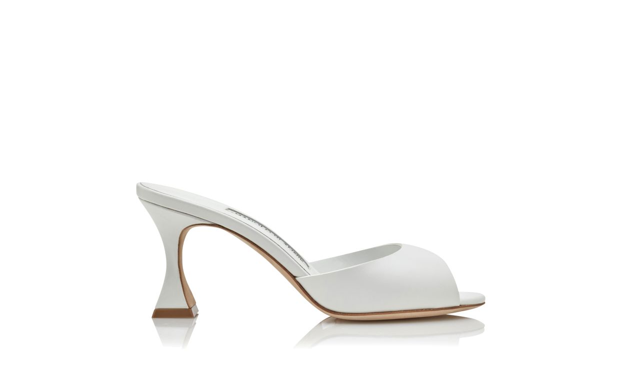 Designer White Calf Leather Mules
 - Image Side View
