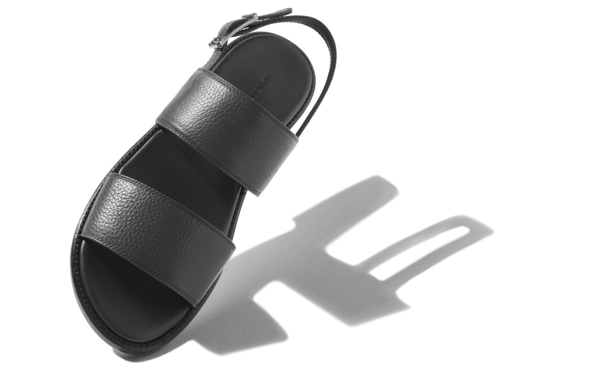 Designer Black Calf Leather Sandals - Image Main