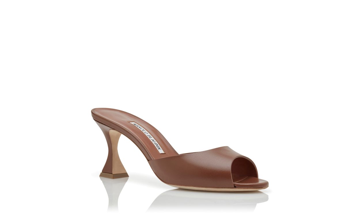 Designer Brown Calf Leather Mules - Image Upsell