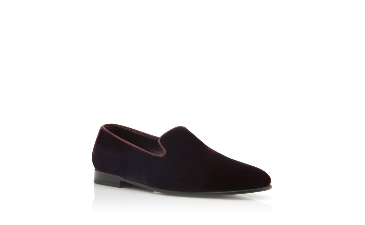 Designer Dark Purple Velvet Loafers - Image Upsell