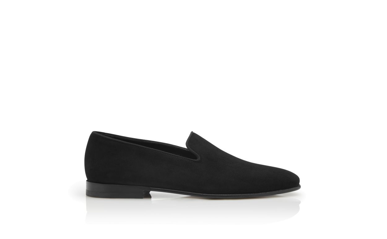 Designer Black Suede Loafers - Image thumbnail