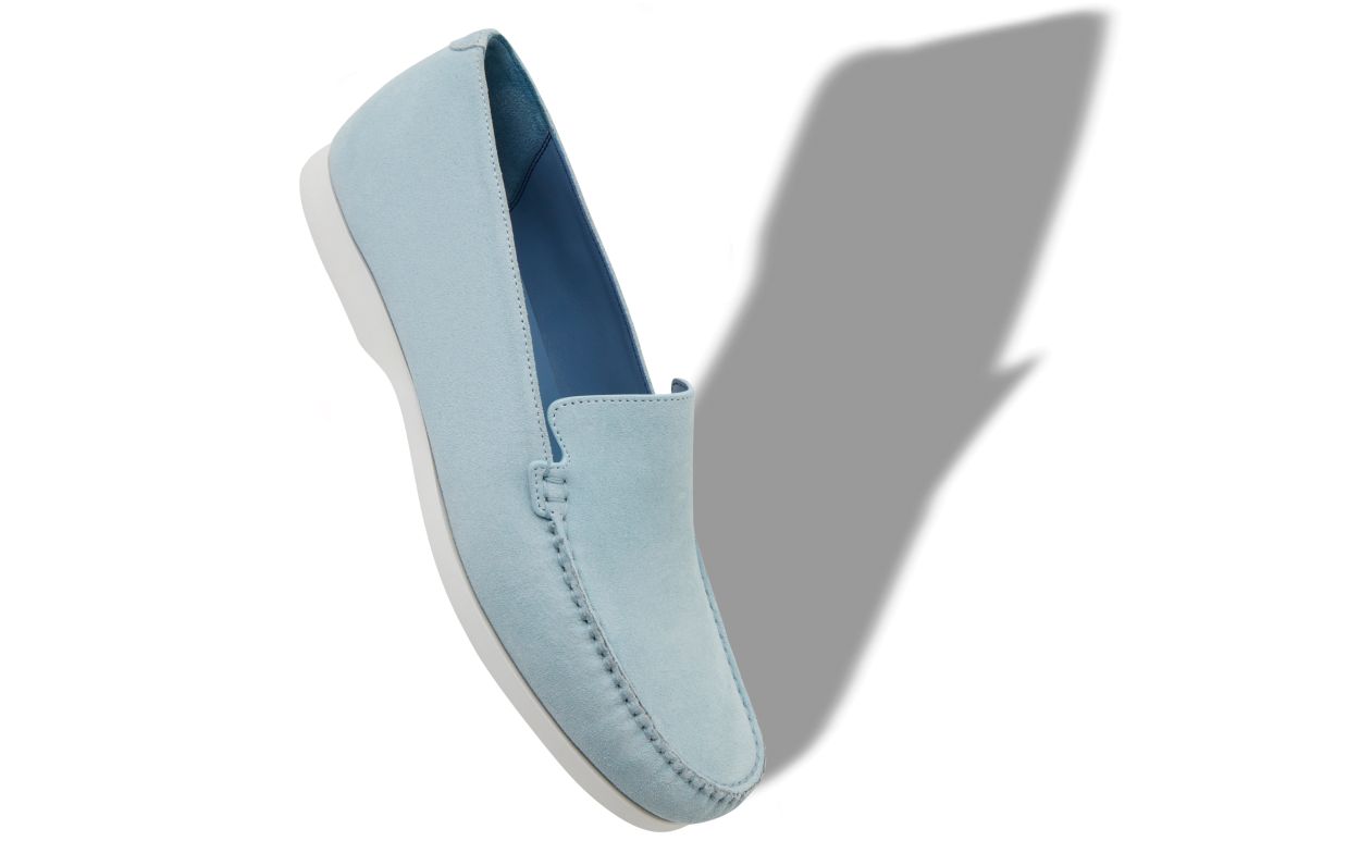 Designer Light Blue Suede Boat Shoes - Image Main