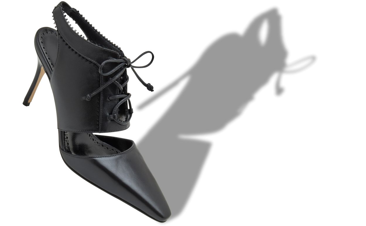 Designer Black Nappa Leather Lace-Up Shoe Booties - Image small_image