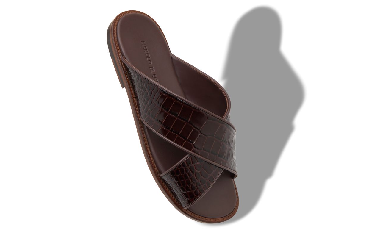 Designer Dark Brown Calf Leather Sandals  - Image Main