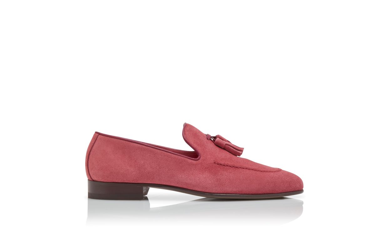Designer Dark Pink Suede Loafers - Image thumbnail