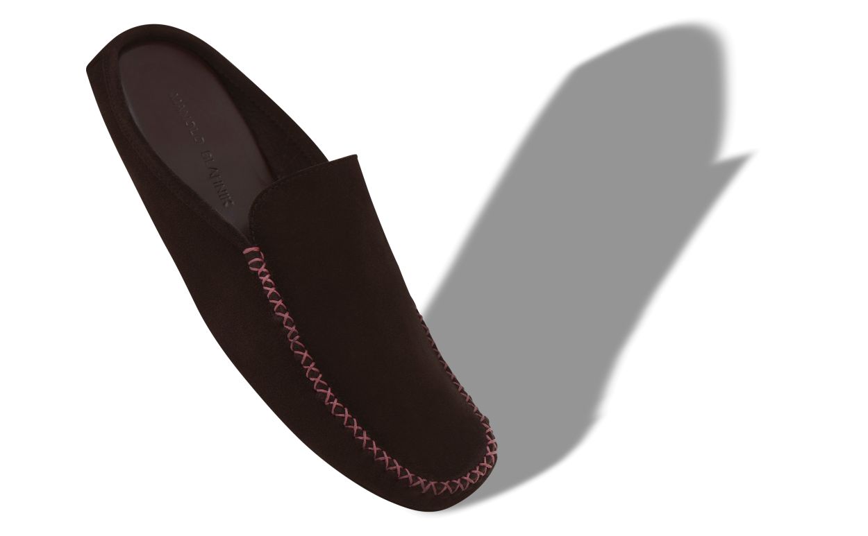 Designer Dark Brown Suede Slippers - Image Main