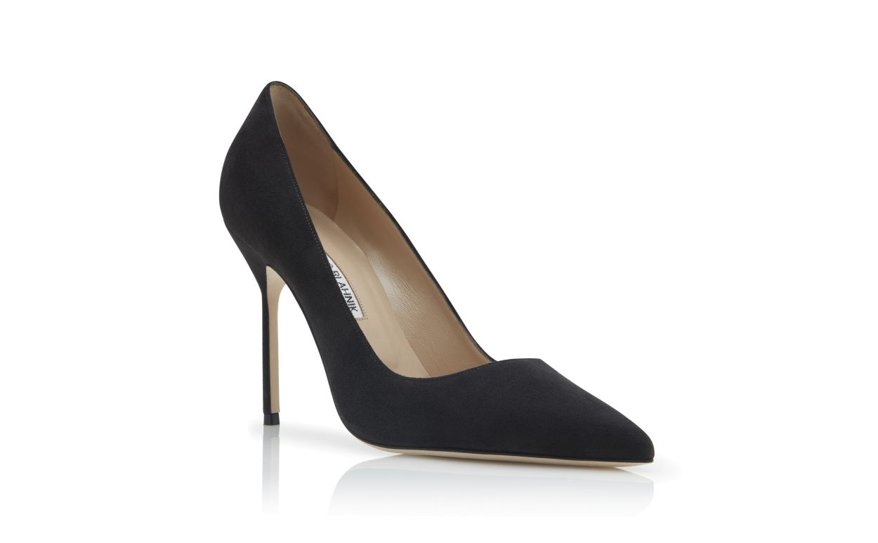 Designer Charcoal Black Pointed Toe Pumps - Image Upsell