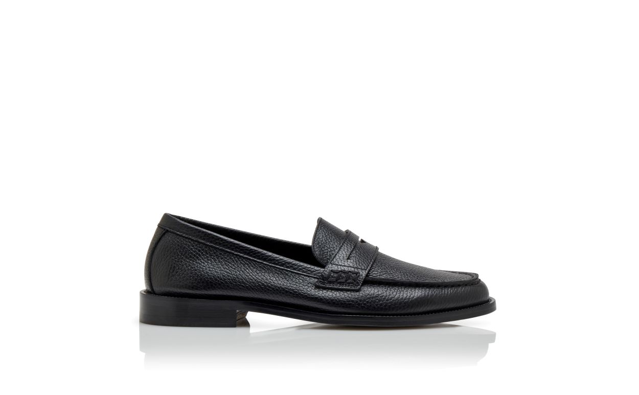 PERRY | Black Calf Leather Penny Loafers | Manolo Blahnik