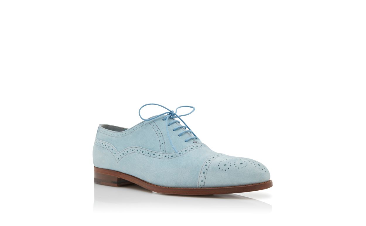 Designer Light Blue Suede Lace Up Oxfords - Image Upsell