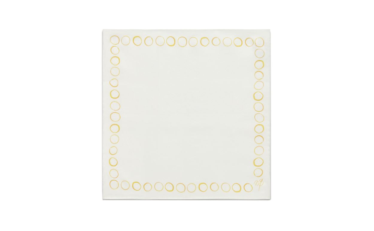 Designer Ivory and Yellow Silk Pocket Square - Image thumbnail