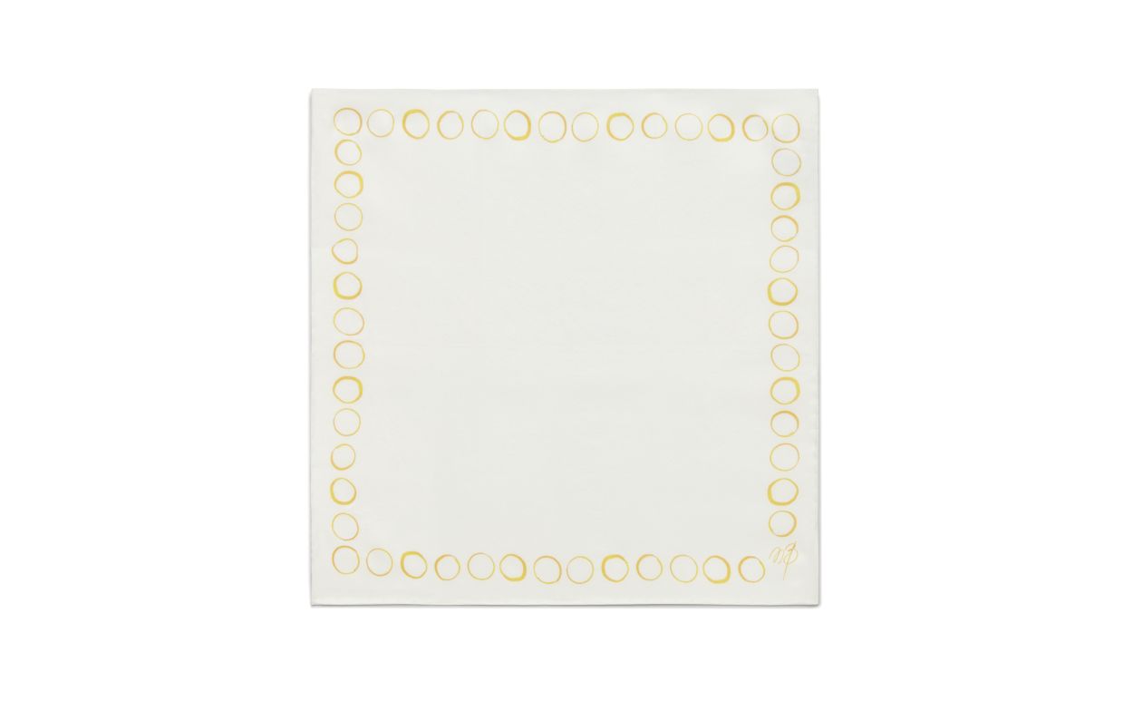 Designer Ivory and Yellow Silk Pocket Square - Image Upsell