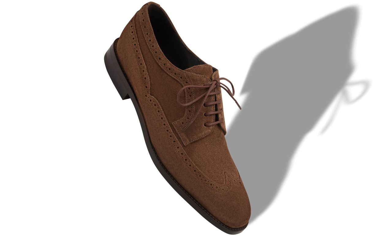 Designer Brown Suede Lace-Up Oxfords - Image Main View