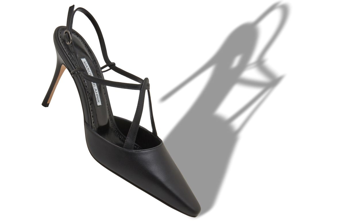Designer Black Nappa Leather T-Bar Pumps  - Image Main View