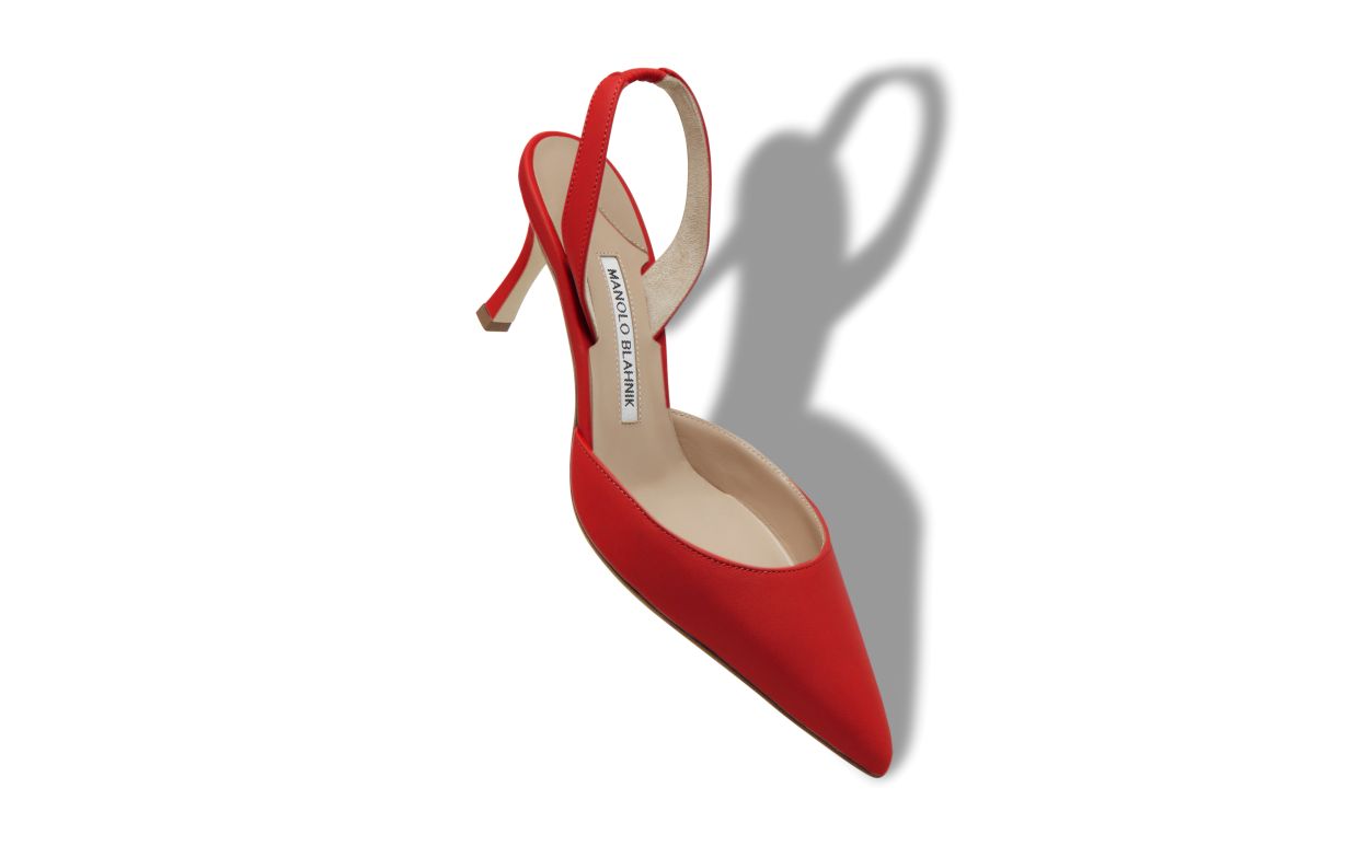 Designer Red Nappa Leather Slingback Pumps - Image Main