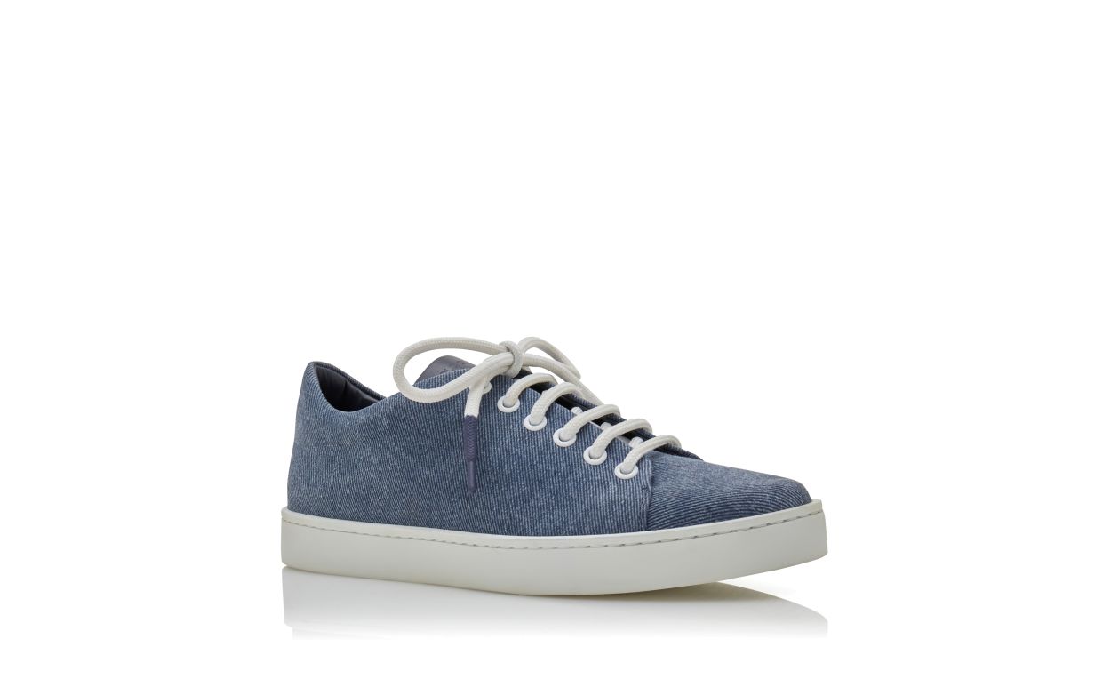 Designer Blue Denim Lace-Up Sneakers  - Image Upsell
