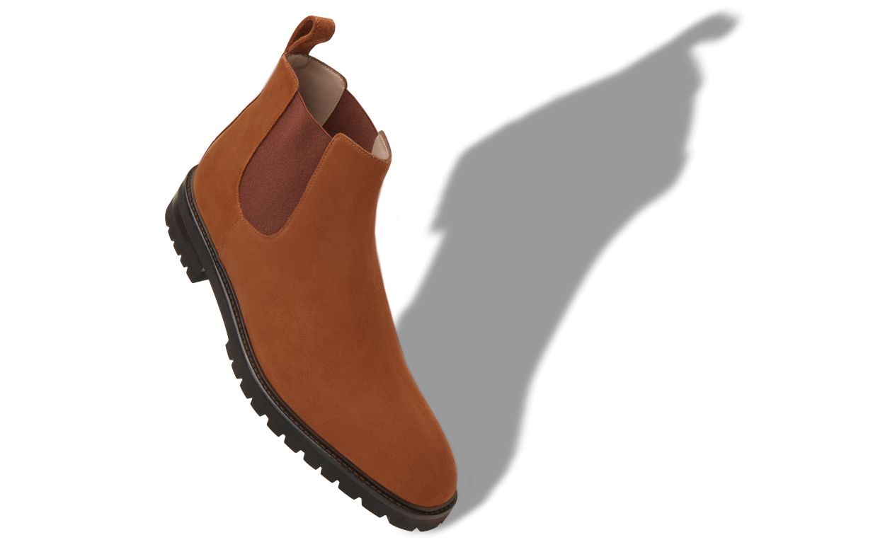Designer Brown Calf Suede Chelsea Boots - Image Main