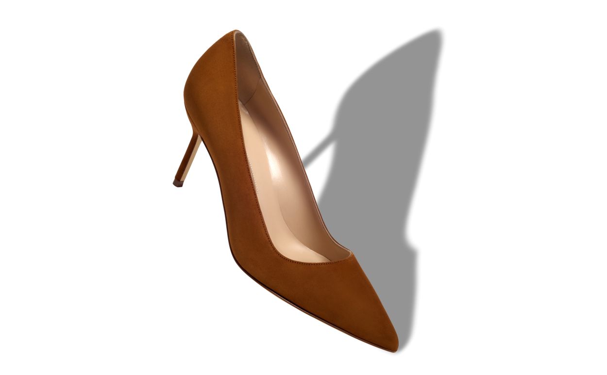 Designer Brown Suede Pointed Toe Pumps - Image thumbnail