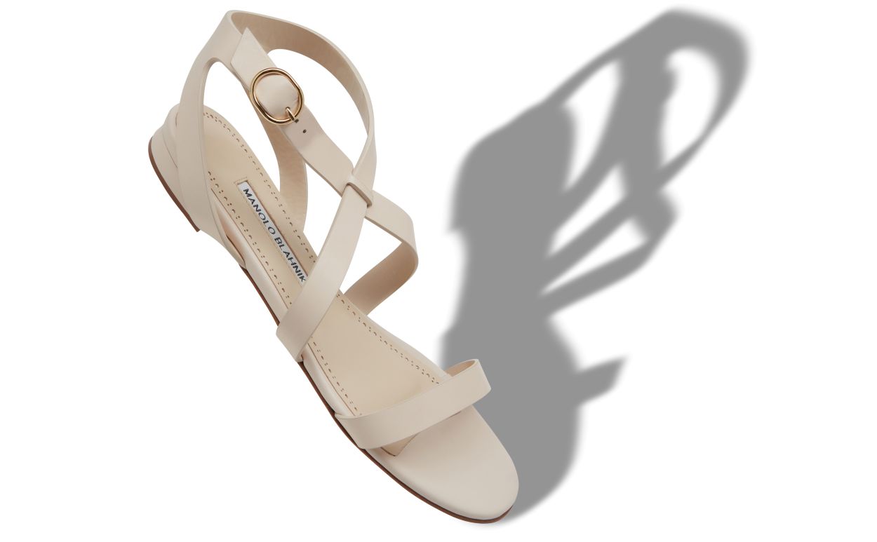 Designer Cream Calf Leather Sandals  - Image Main